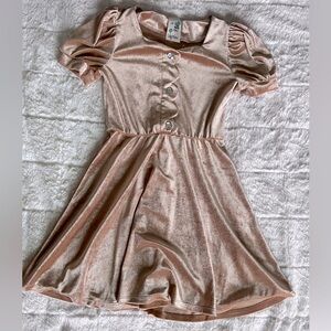 Velvet Short Sleeve Dress with Buttons